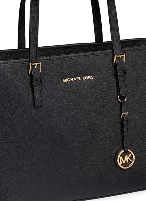 michael kors jet set medium travel tote black|saffiano leather tote michael kors.